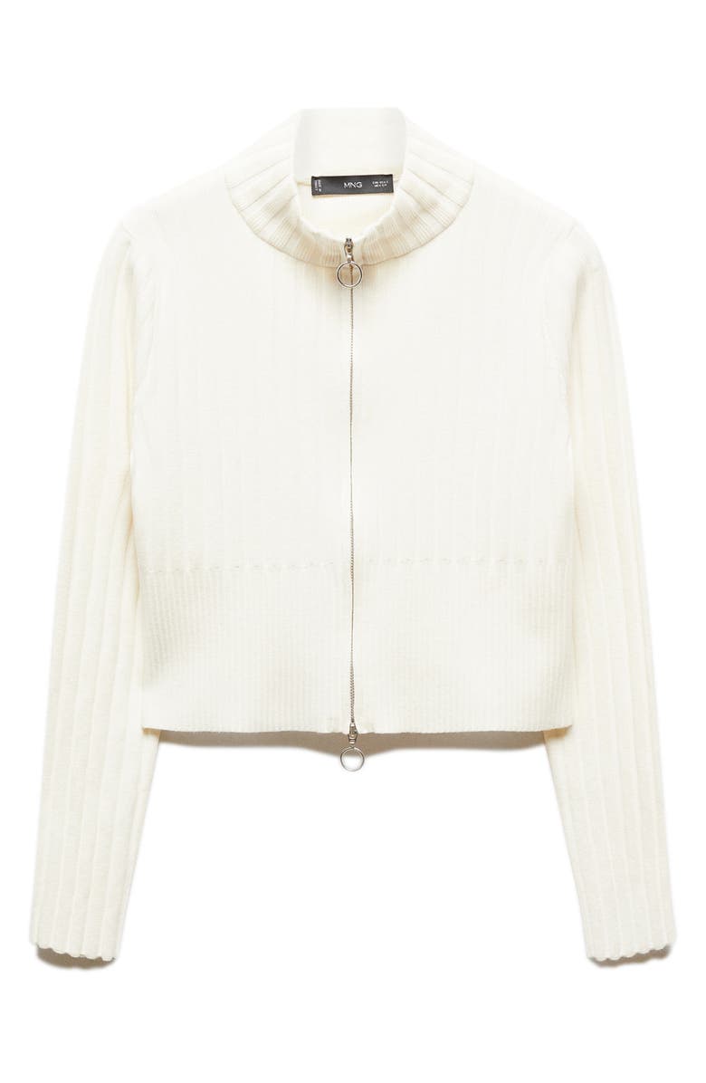 MANGO Zip Front Rib Crop Cardigan, Alternate, color, 