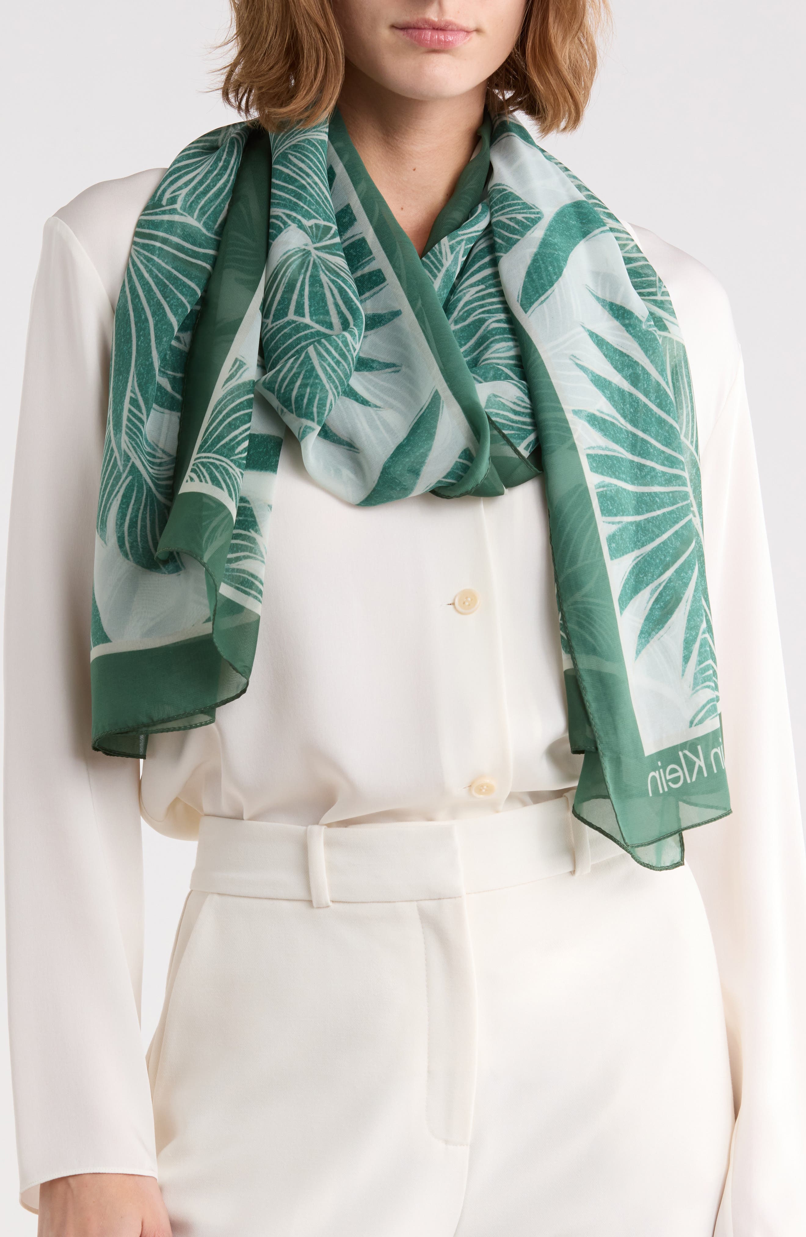 Palm Leaf Chiffon Wrap Scarf