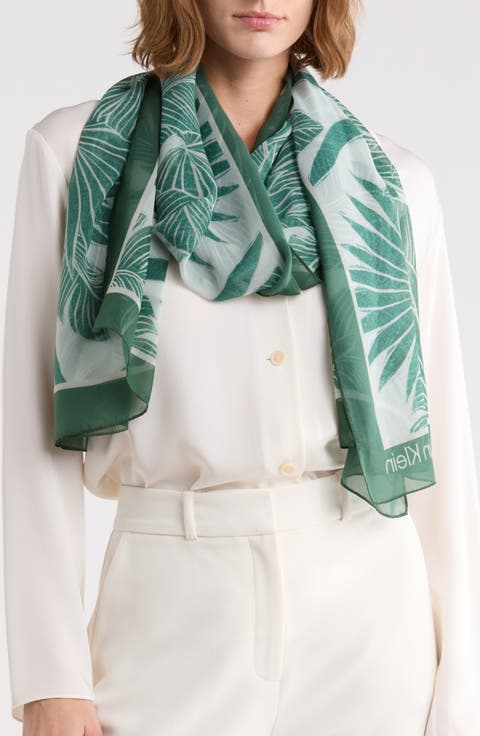 Palm Leaf Chiffon Wrap Scarf