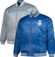Mitchell & Ness Men's Mitchell & Ness Blue/Silver Detroit Lions Big & Tall Throwback Reversible Full-Zip Jacket