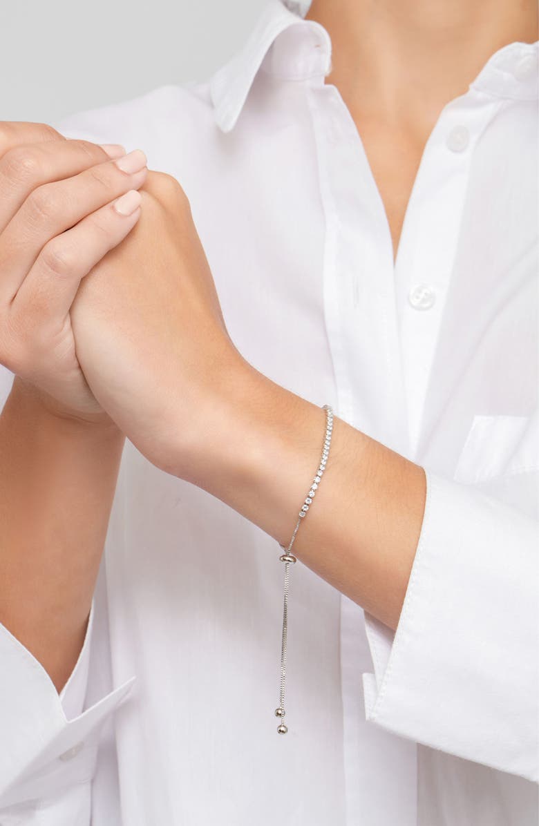 Adornia Pendant Lariat Necklaces, Tennis Bracelet & Halo Stud Earrings Set, Alternate, color, Silver