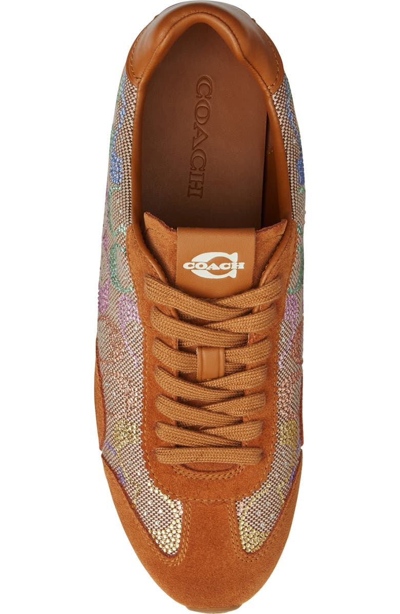 COACH Logo Mixed Media Sneaker, Alternate, color, Light Tan Multi