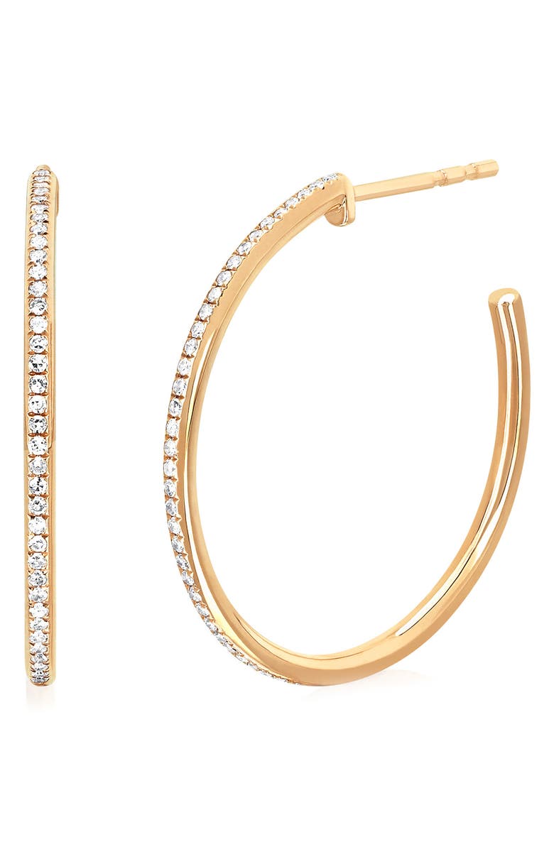 EF Collection Half Diamond Hoop Earrings, Main, color, Yellow Gold