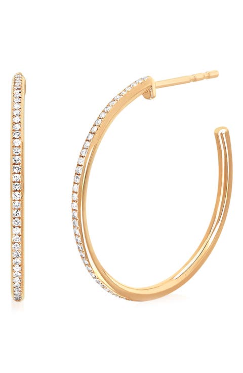 Half Diamond Hoop Earrings