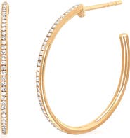 EF Collection Half Diamond Hoop Earrings