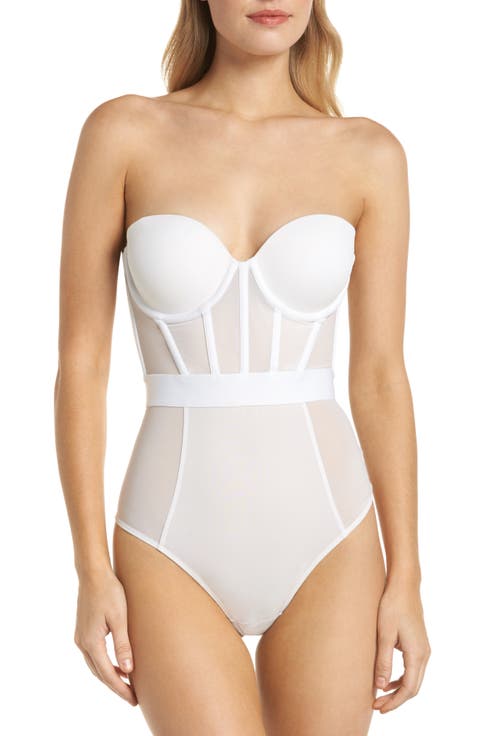 Sheers Strapless Underwire Bodysuit