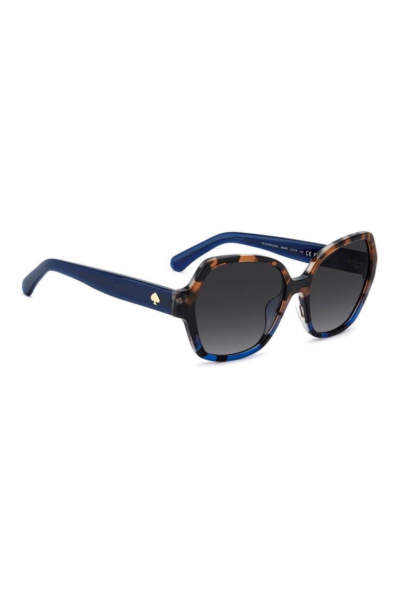 layne 57mm geometric square sunglasses, Alternate, color, BROWN BLUE HAVANA/ DARK GREY