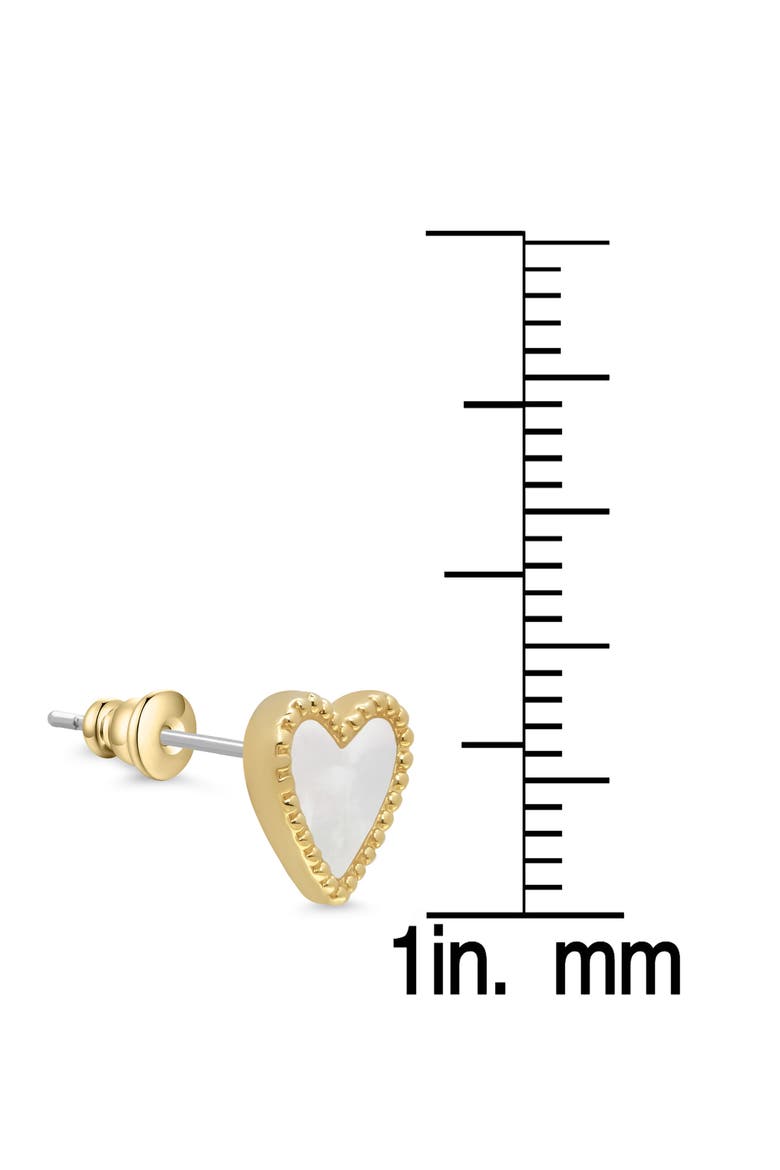 Kids' Mother-of-Pearl Heart Stud Earrings, Alternate, color, GOLD