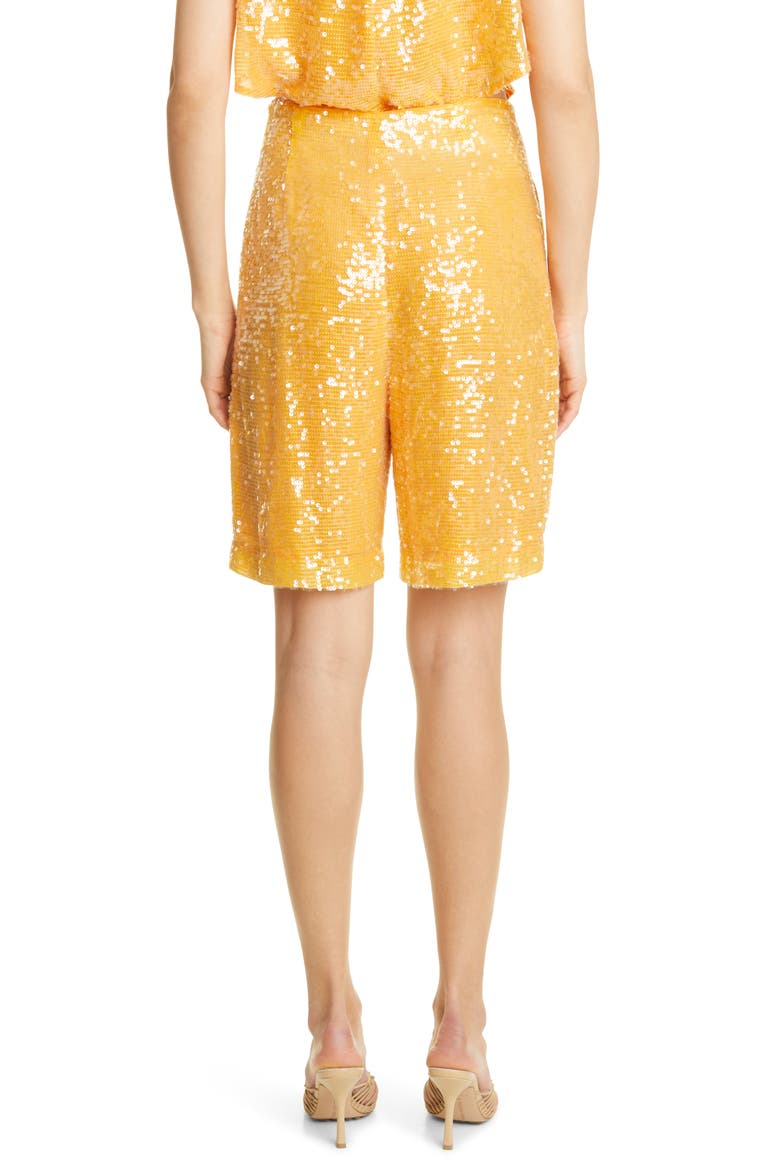 High Waist Sequin Bermuda Shorts, Alternate, color, BURNT ORANGE