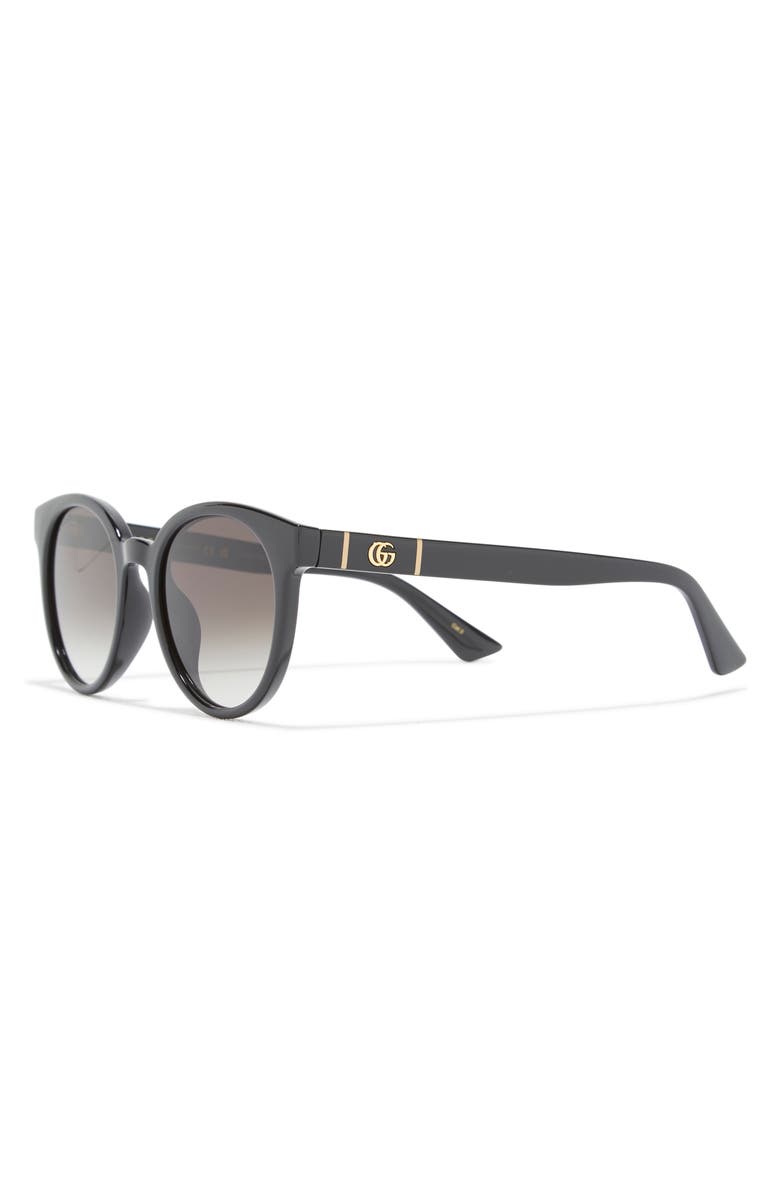 Gucci 53mm Gradient Round Sunglasses, Alternate, color, Black Black Grey