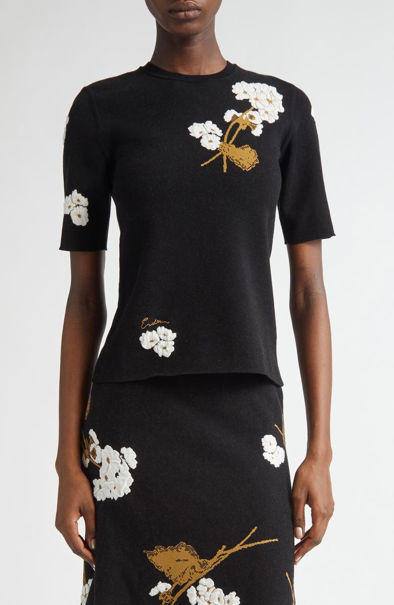 Erdem Floral Jacquard Knit Top, Main, color, 