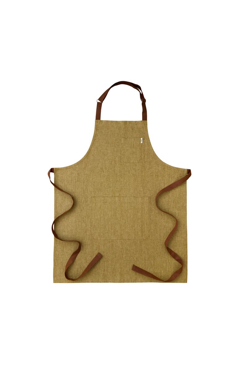 Solino Home Linen Linen Apron - Kitchen Linen, Main, color, Olive / Brown