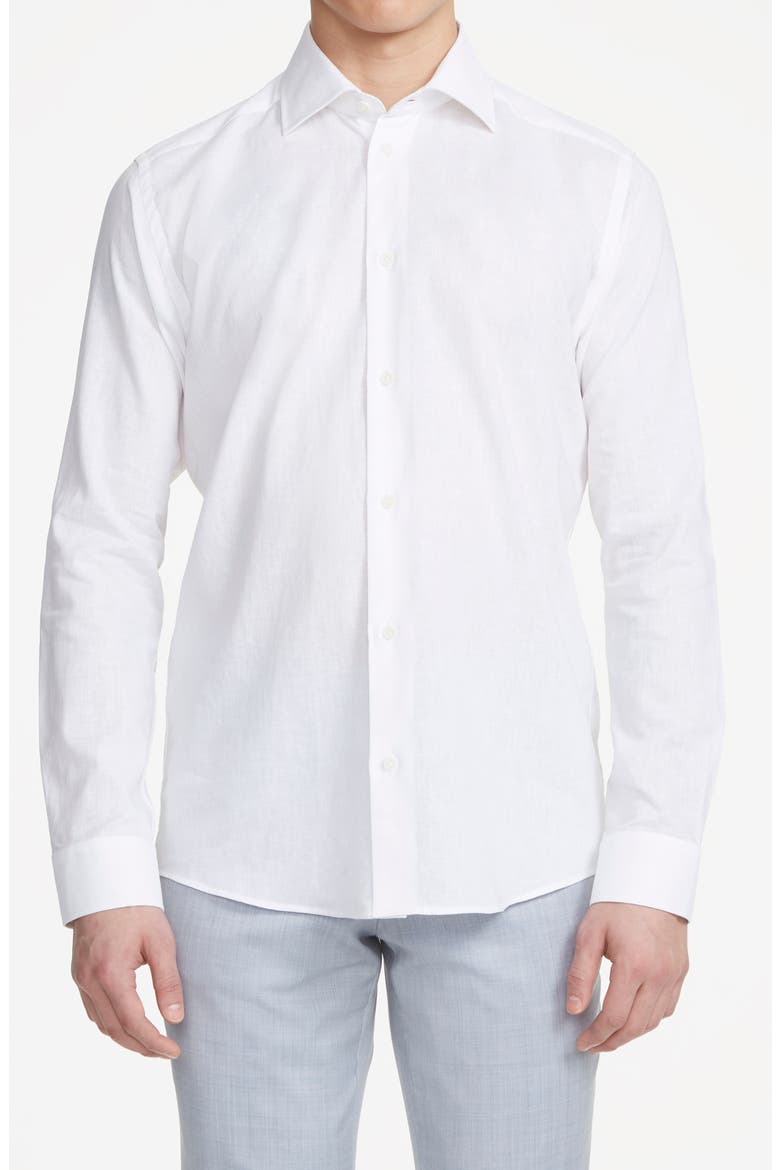 Abbott Contemporary Fit Linen & Cotton Button-Up Shirt, Alternate, color, ECRU