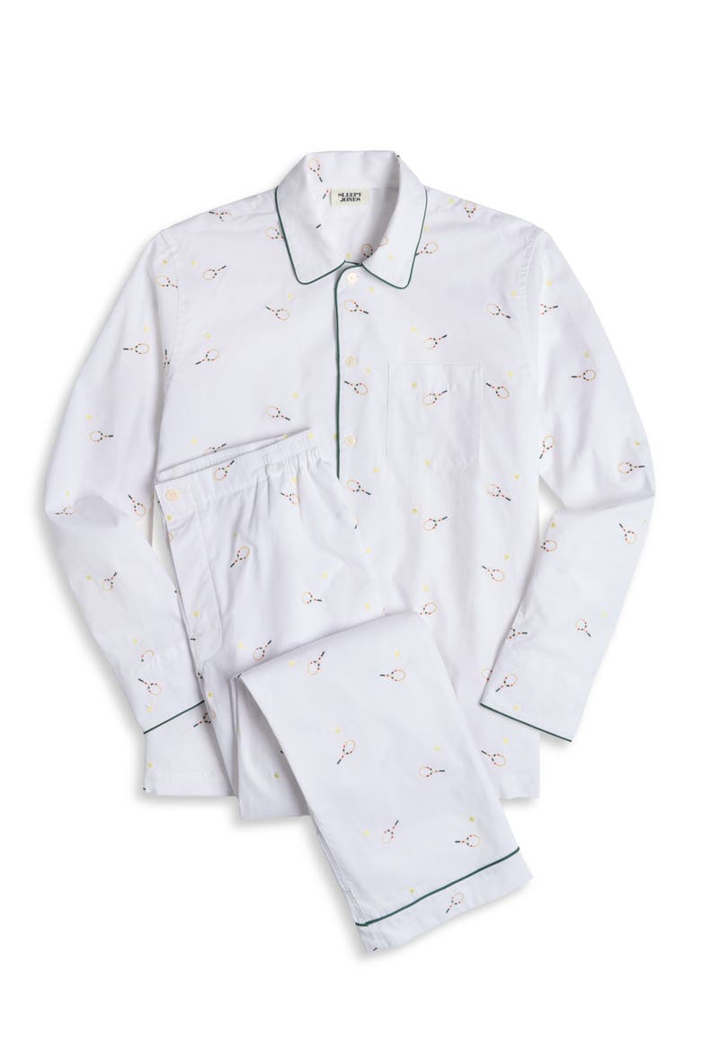 Tennis Embroidery Henry Pajama Set, Alternate, color, Tennis Embroidery