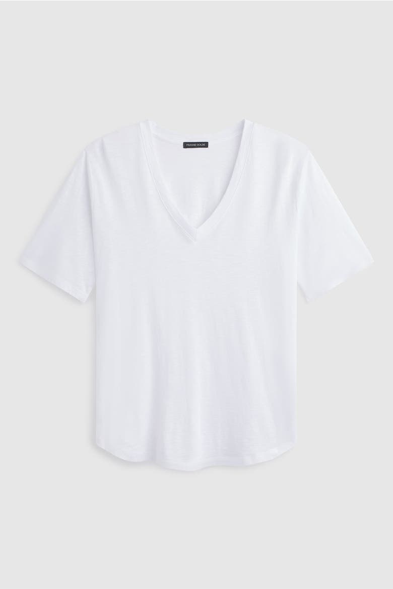Slub Jersey V-Neck Elbow Sleeve Tee, Alternate, color, White