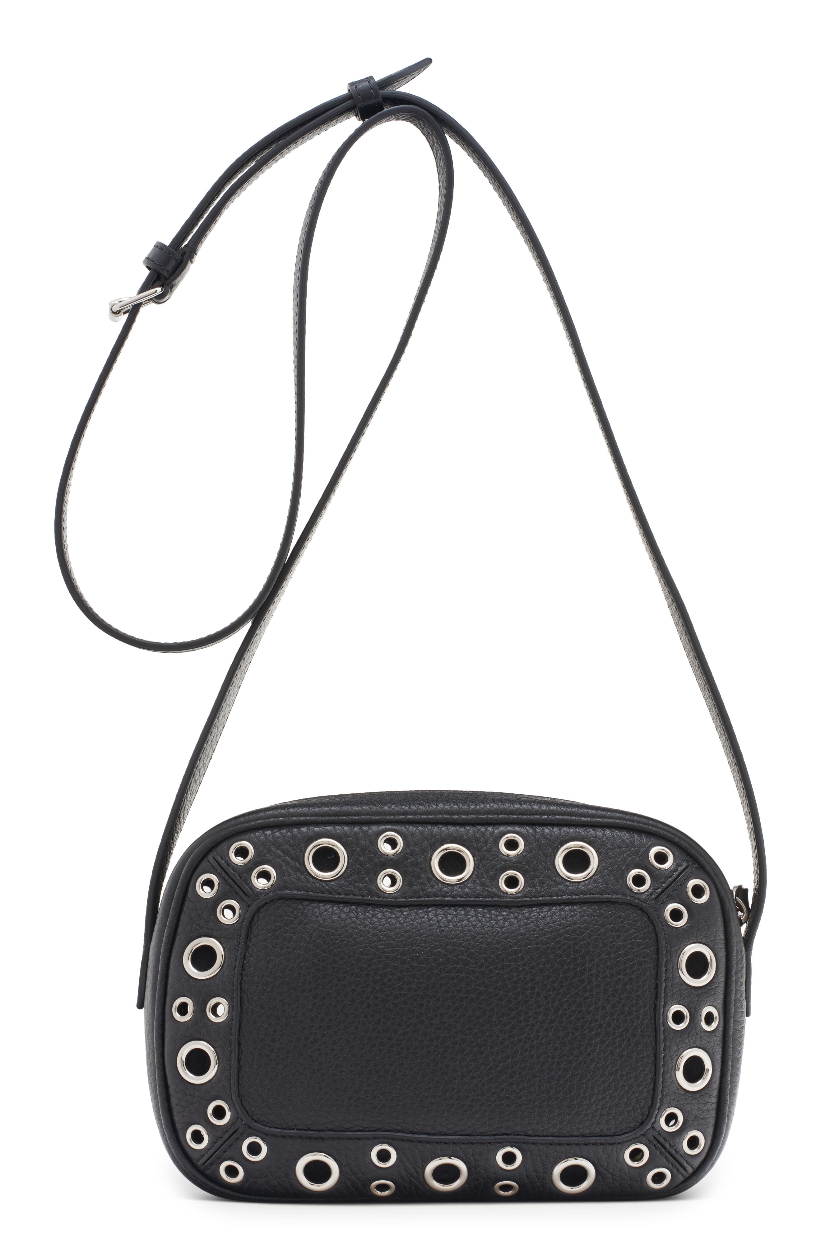 Valentino Garavani Nellcôte Studded Leather Crossbody Bag, Alternate, color, Nero