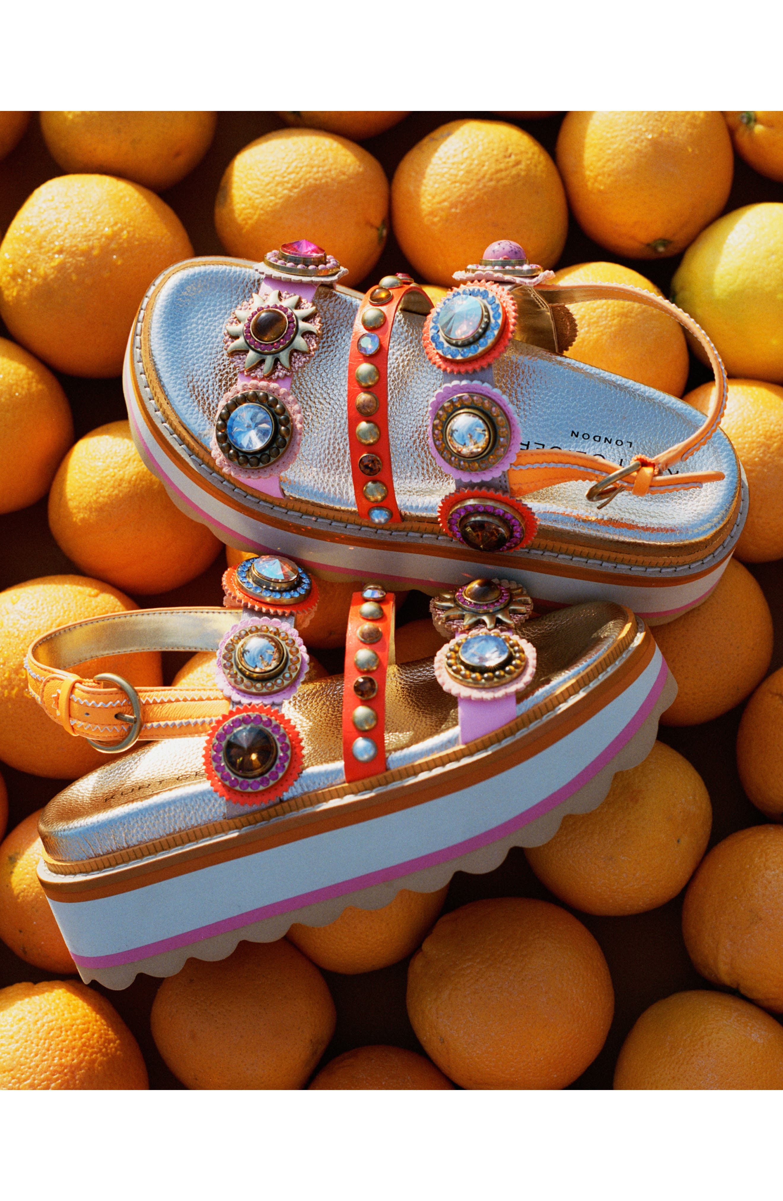 Kurt Geiger London Octavia Slingback Platform Sandal, Alternate, color, Orange Multi