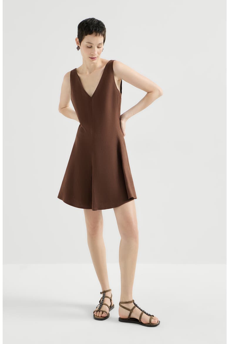 Fluid twill mini dress, Main, color, Cocoa