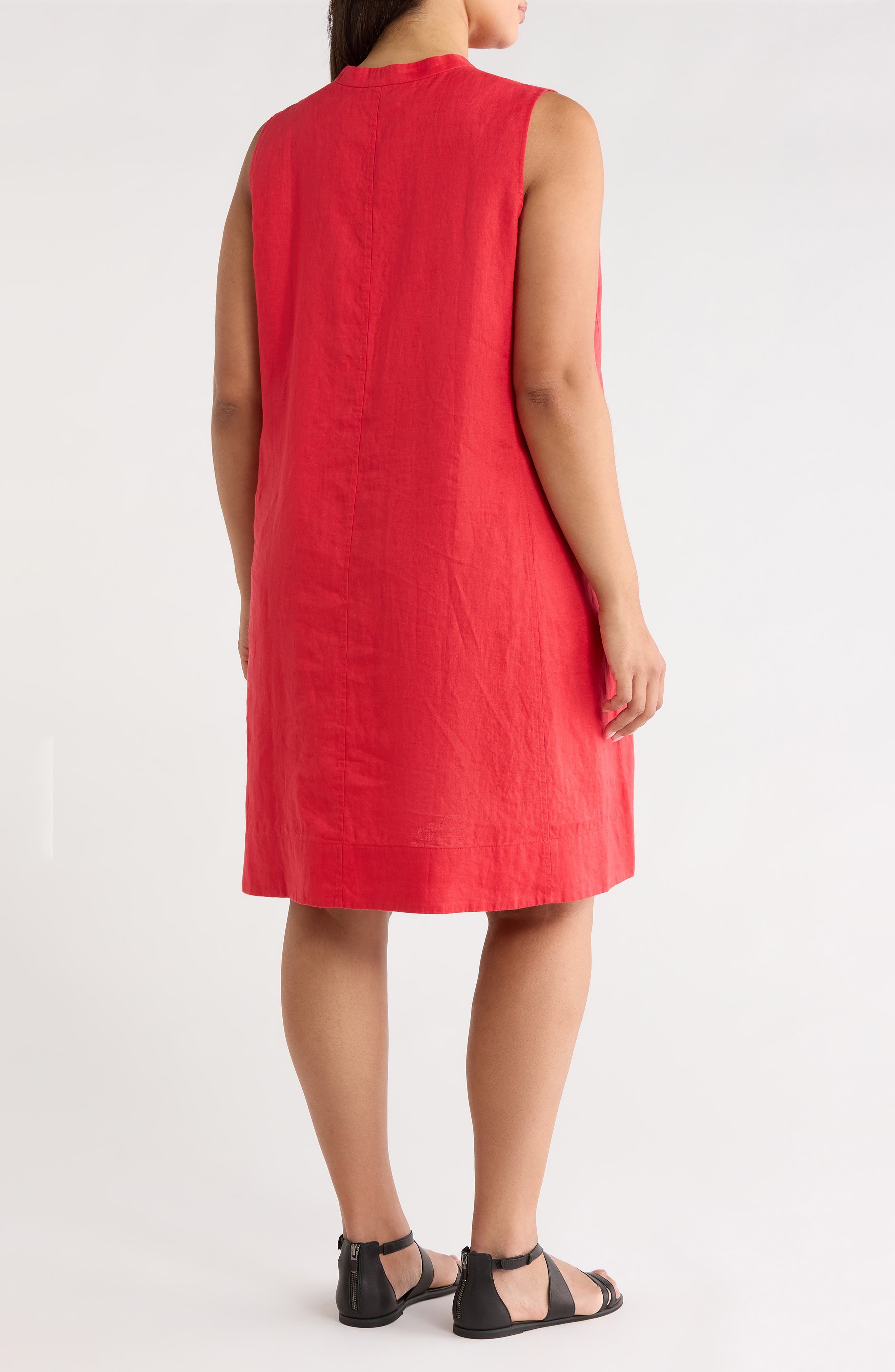 Split Neck Organic Linen Shift Dress - image 2