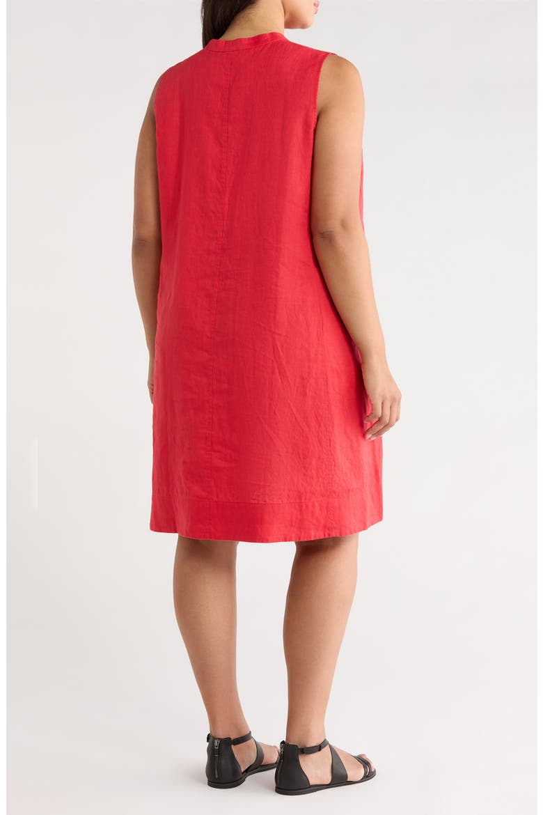 Split Neck Organic Linen Shift Dress, Alternate, color, GRENADINE