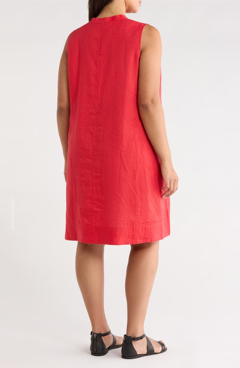 Eileen Fisher Split Neck Organic Linen Shift Dress, Alternate, color, Grenadine