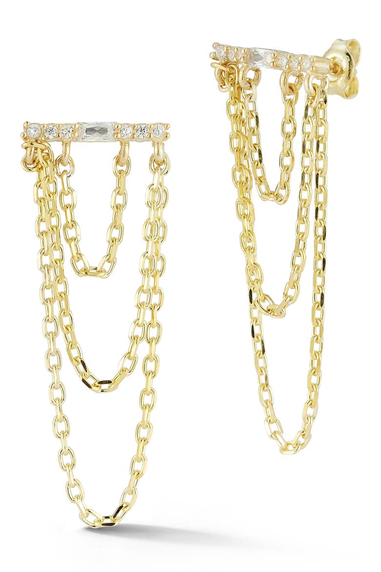 Chain Front/Back Earrings, Main, color, GOLD