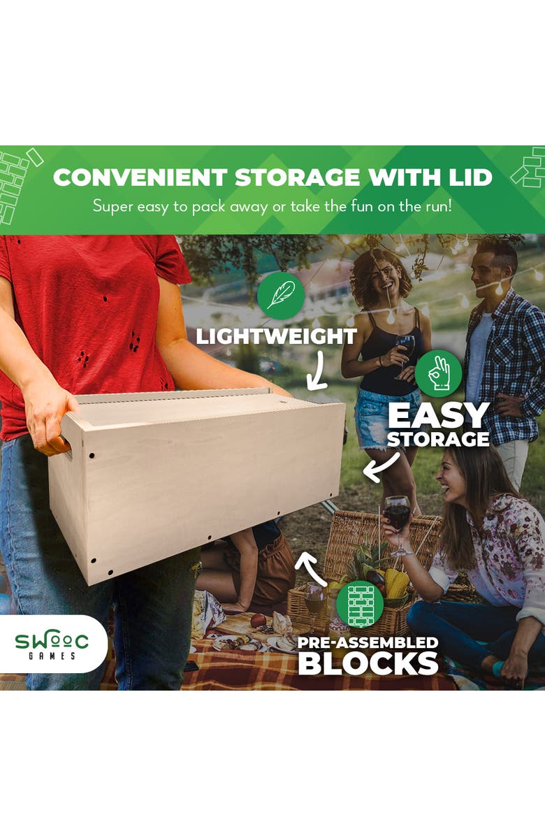 Swooc Games Premium Giant Tower Game w/ Straightener, Table, & Box, Alternate, color, Beige