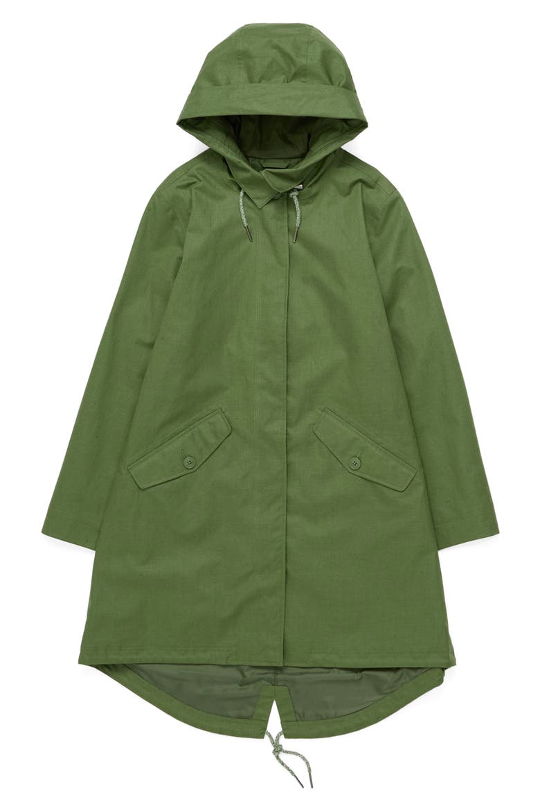 Seafaring Waterproof Linen & Cotton Hooded Coat, Alternate, color, HEATH