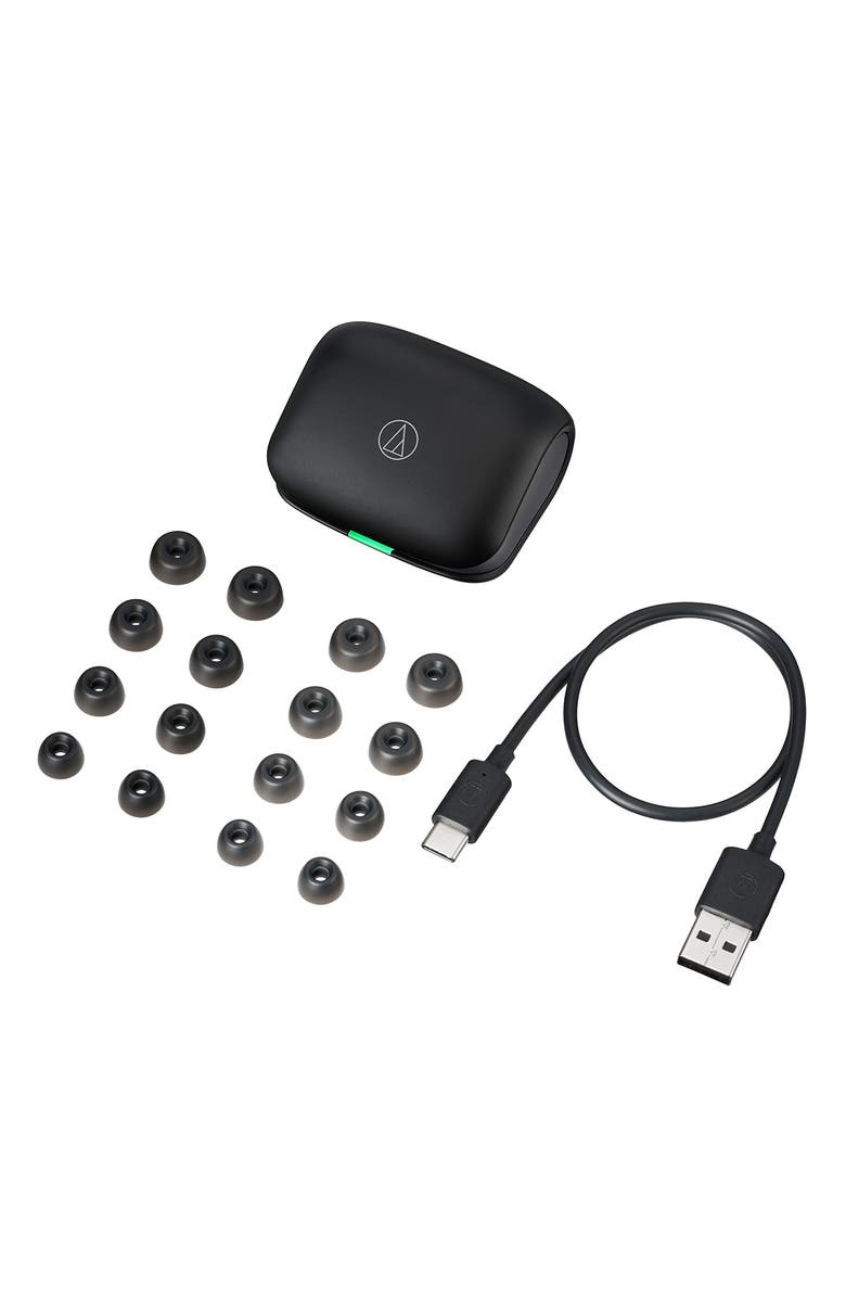 Audio-Technica ATH-TWX7 Truly Wireless Earbuds with Hybrid Noise Cancellation, Alternate, color, Black