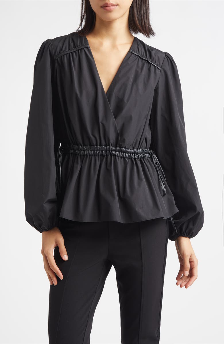 Derek Lam 10 Crosby Dominica Surplice Peplum Top, Main, color, Black