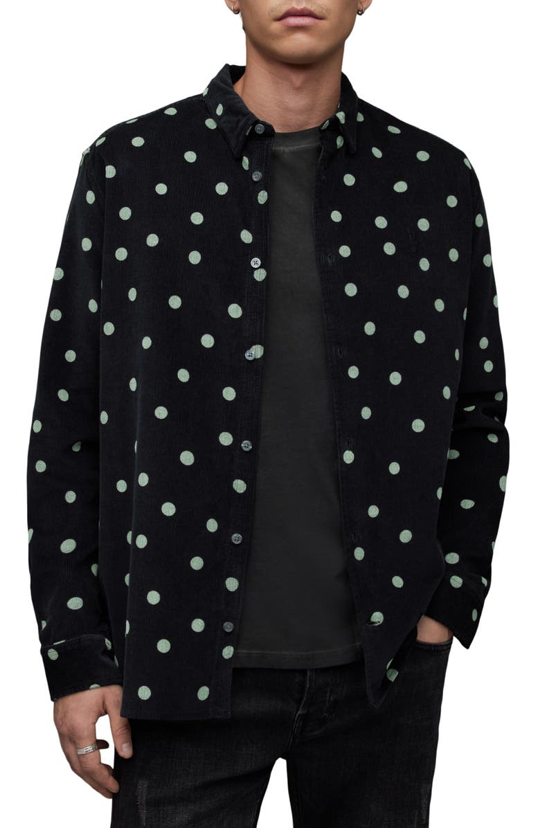 AllSaints Ocular Polka Dot Corduroy Button-Up Shirt | Nordstrom