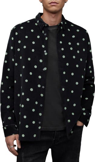 AllSaints Ocular Polka Dot Corduroy Button-Up Shirt | Nordstrom