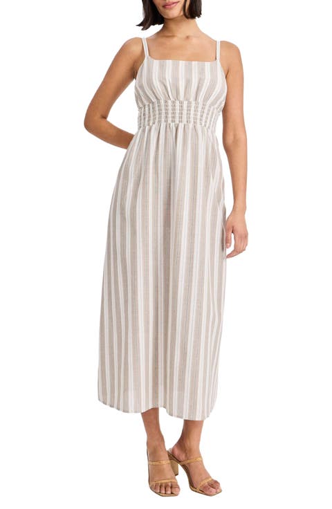 Stripe Square Neck Midi Dress