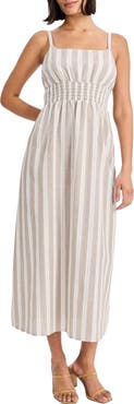 The Good Journey Stripe Square Neck Midi Dress
