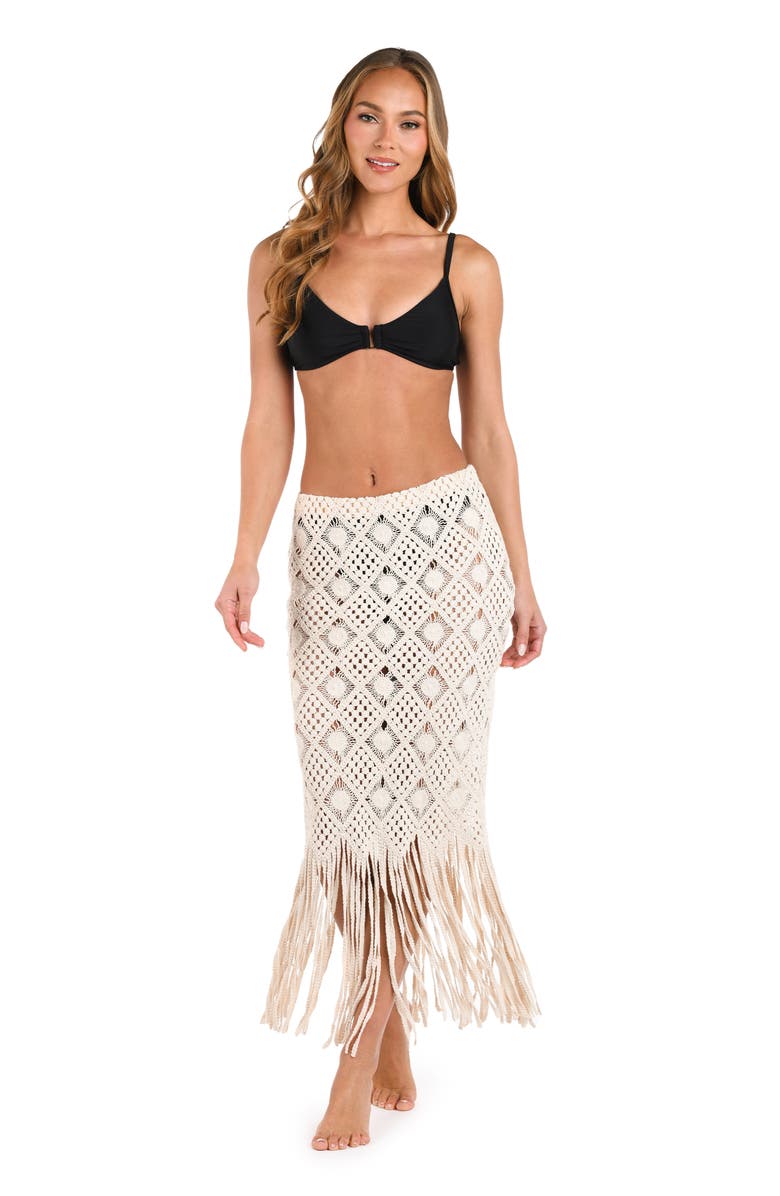 L'AGENCE Marjorie Diamond Crochet Cover-Up Skirt, Alternate, color, Natural