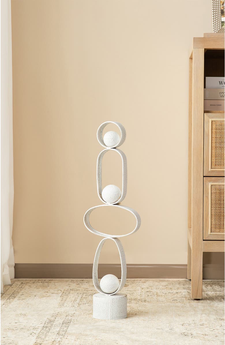 Glitzhome 25.50"H Modern Abstract White Metal Sculpture Table Decor, Alternate, color, White