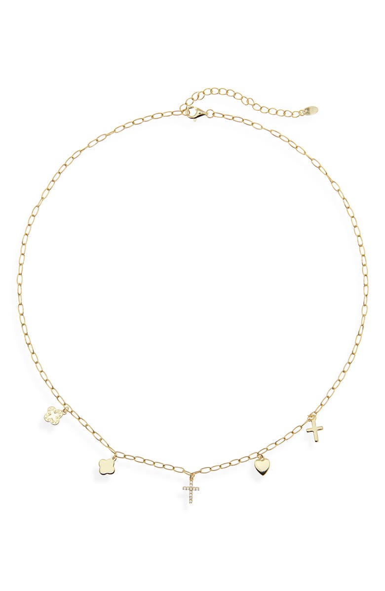 ARGENTO VIVO Mixed Charm Paper Clip Necklace, Alternate, color, Gold