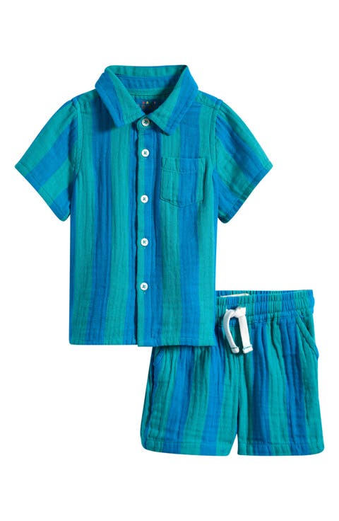 Print Cotton Button-Up Shirt & Shorts Set (Baby)