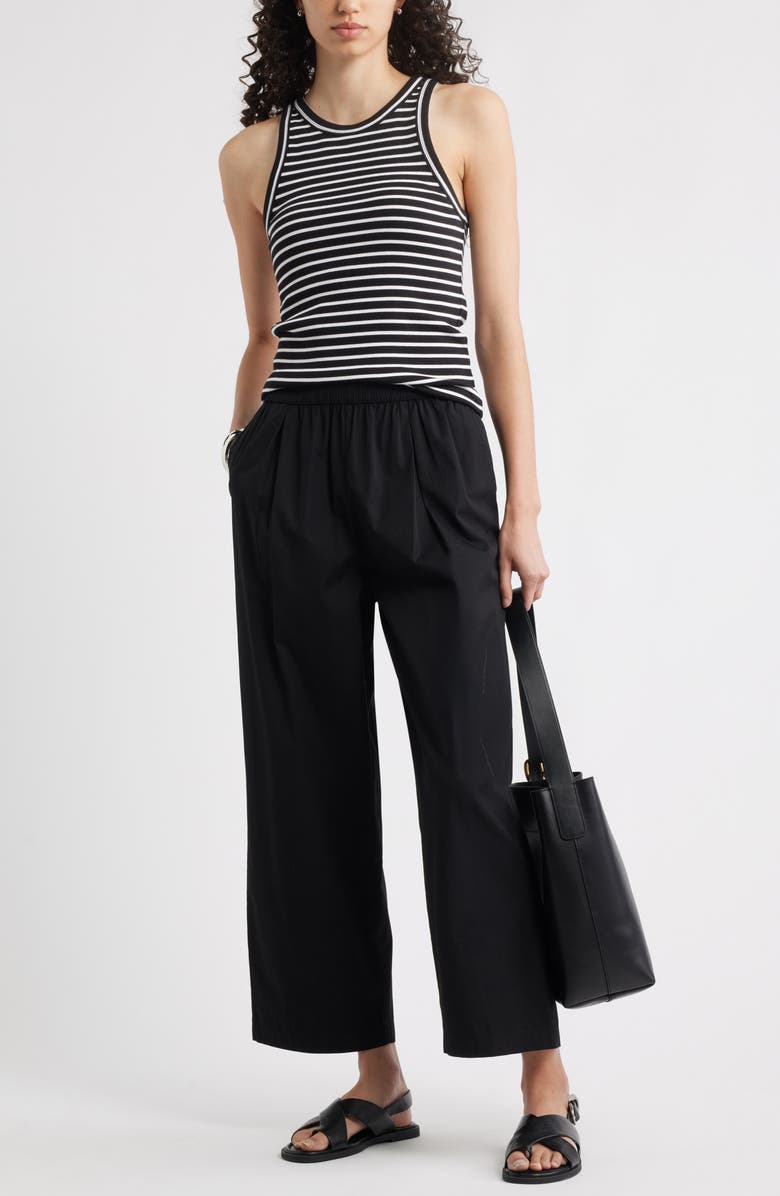 Nordstrom Cotton Poplin Pants, Alternate, color, Black