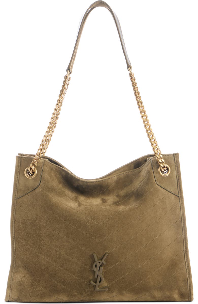 Saint Laurent Medium Cassandre Niki Matelassé Suede Tote, Main, color,
