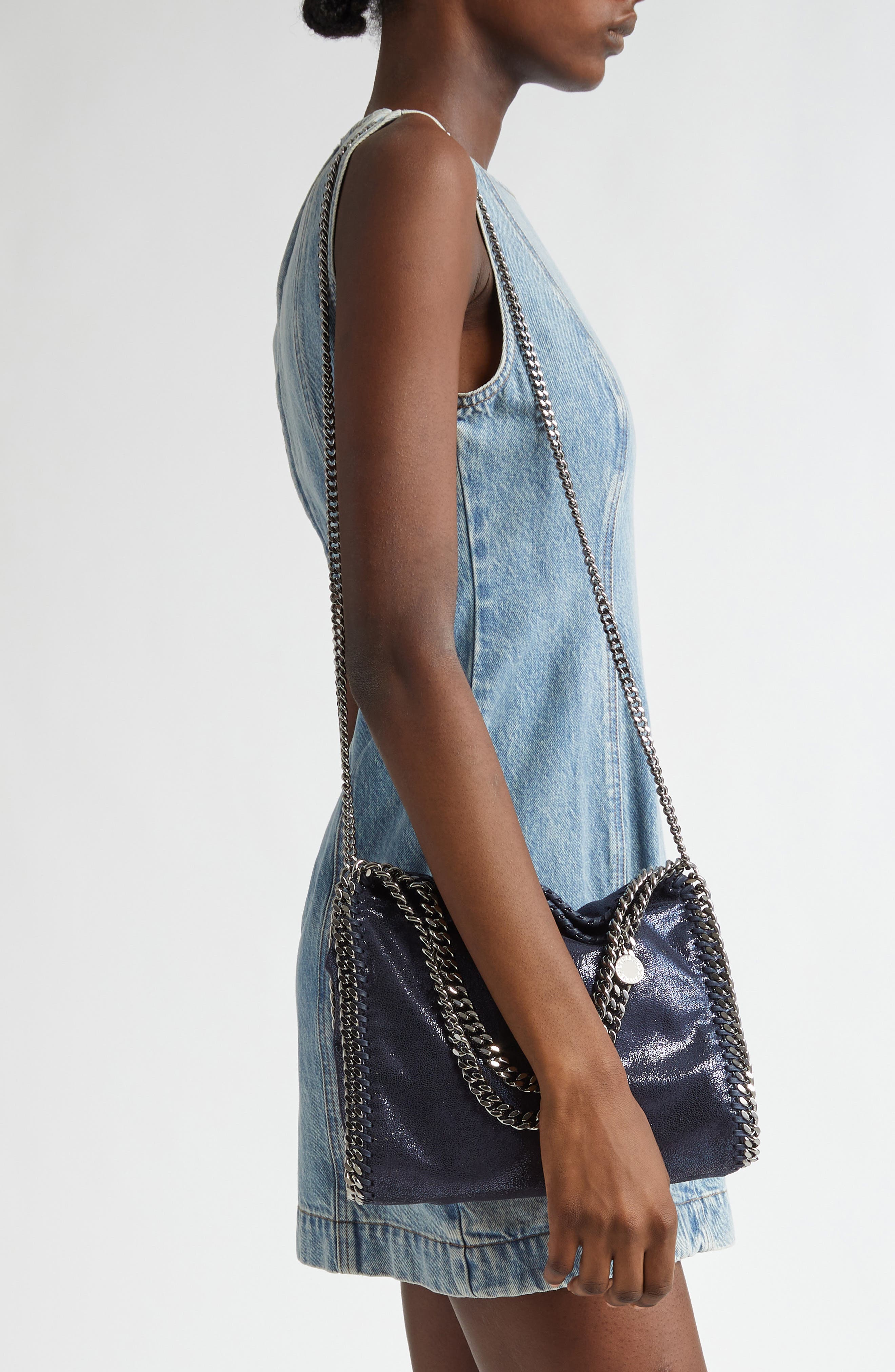 Mini Falabella Faux Leather Crossbody Bag, Alternate, color, INK NAVY