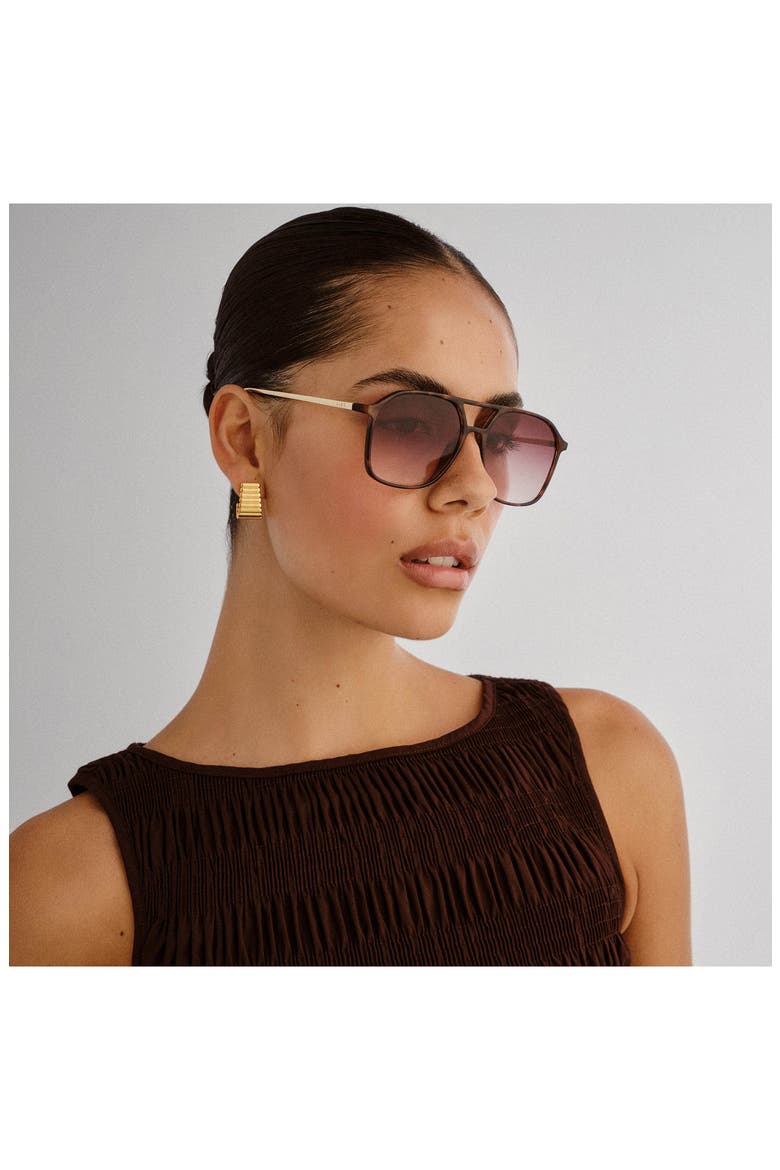 Cusp 55mm Aviator Sunglasses, Alternate, color, DARK TORT / GOLD / DARK BROWN