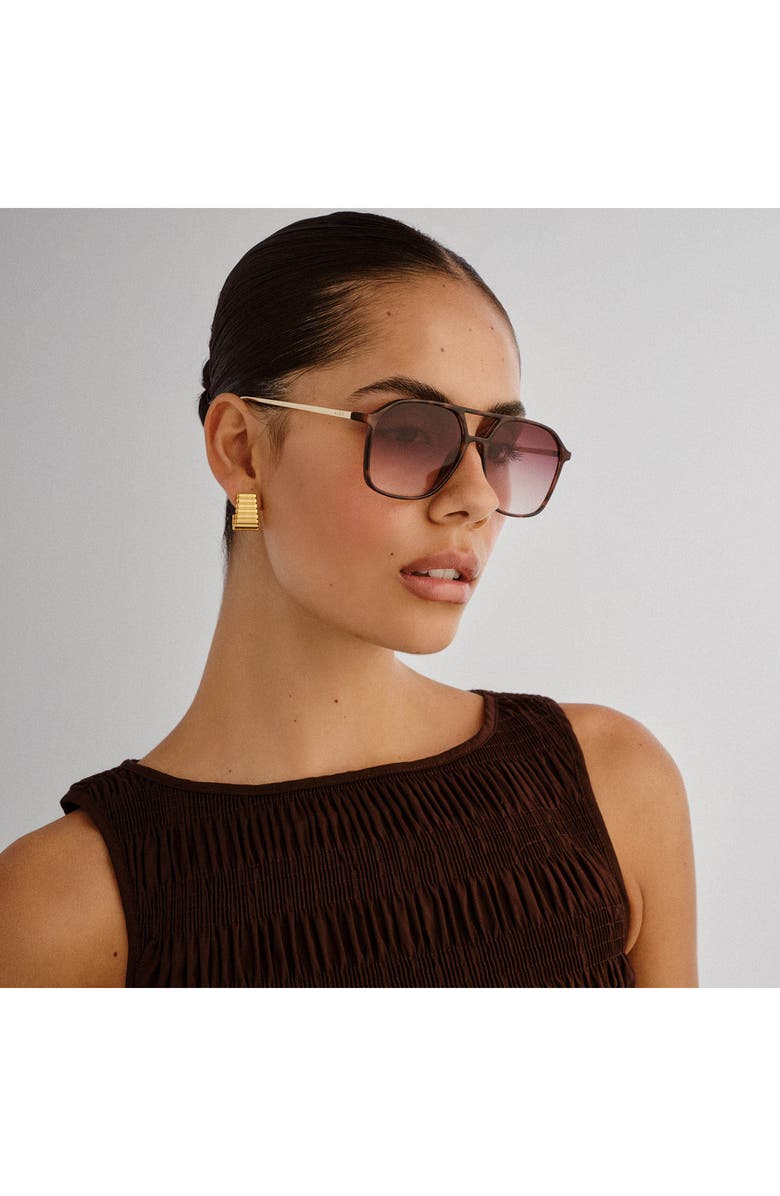 AIRE Cusp 55mm Aviator Sunglasses, Alternate, color, Dark Tort / Gold / Dark Brown