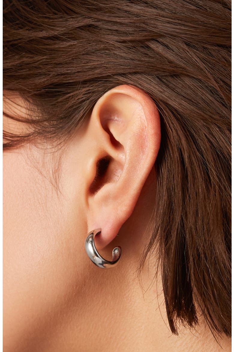 Small Staple Hoop Earrings, Alternate, color, PLATINUM
