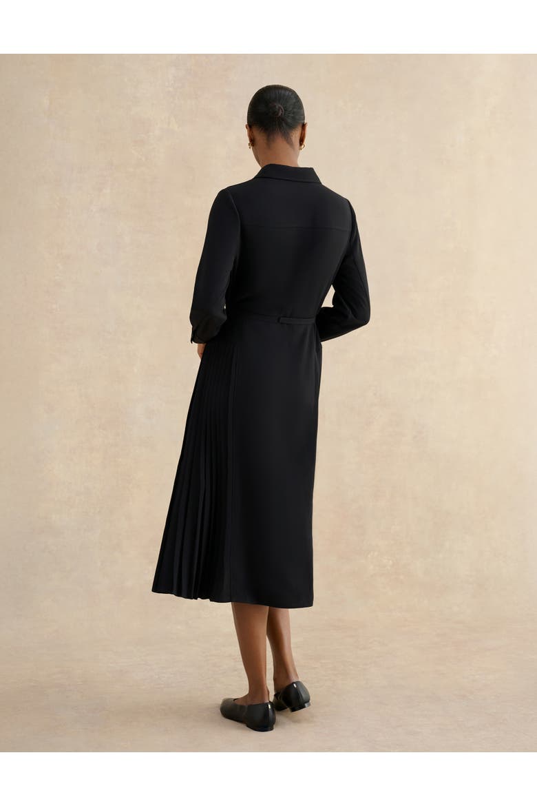 Ginny Belted Pleated Midi Shirt Dress, Alternate, color, Black