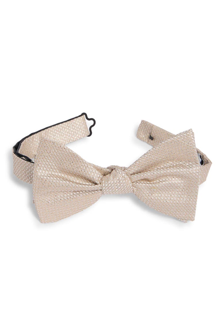Metallic Pre-Tied Bow Tie, Main, color, CHAMPAGNE