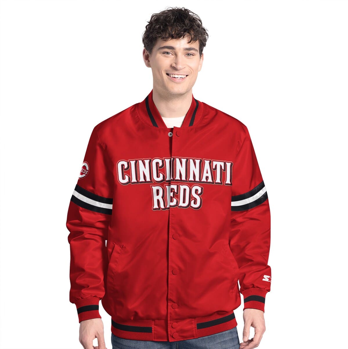 Men'sStarter Red Cincinnati Reds Scout Full-Snap Varsity Jacket