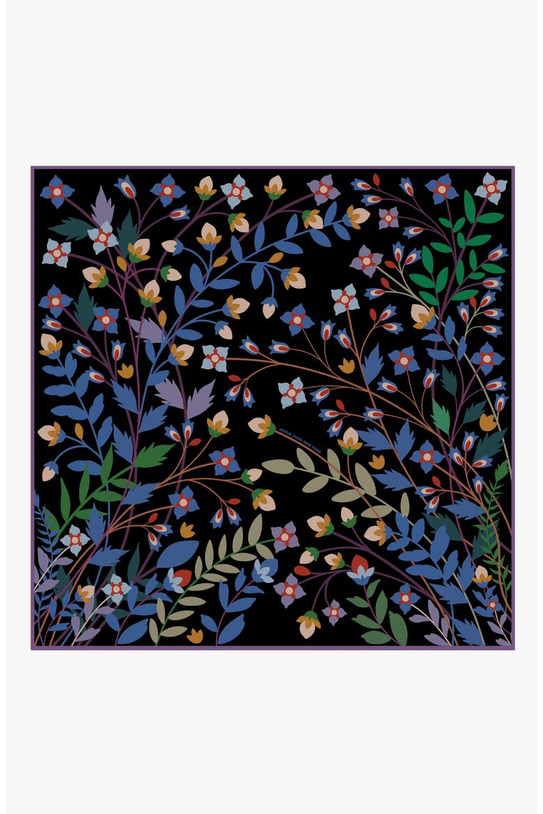 Double Sided Wool Silk Shawl Of Night Garden, Alternate, color, Black