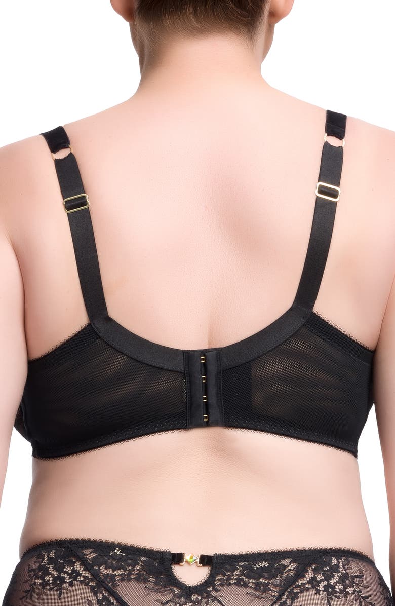 Dita Von Teese Floradora Curve Embroidered Underwire Balconette Bra, Alternate, color, Black