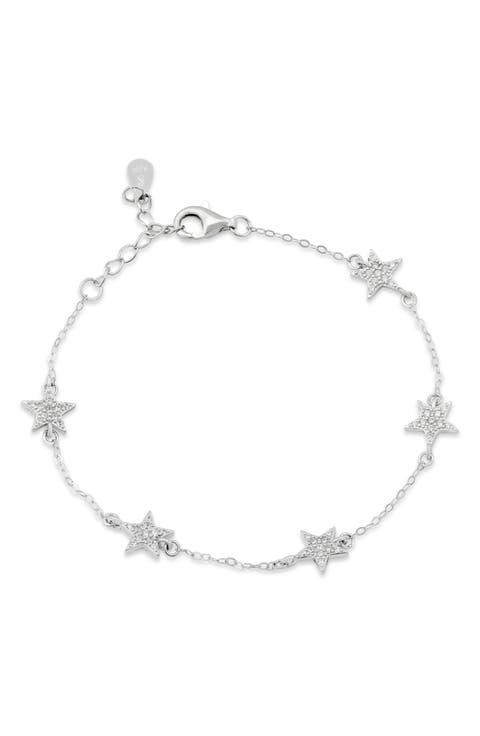 Pavé Cubic Zirconia Star Station Bracelet